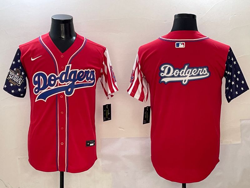 Men Los Angeles Dodgers Blank Red a generation of national flags Joint name 2025 Nike MLB Jersey style 19